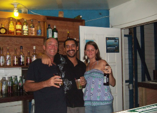 Having Drinks at Trevors 1 minutes walk to Sunsets Placencia Village cabanas