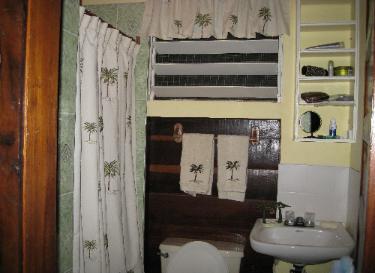 Palm Tree Bath in Rental Cabana in Placencia, Belize